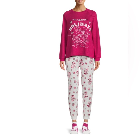 NWT Disney Women Rose Sangria Mickey Mouse 3-Piece Loungewear Gift Set - Picture 2 of 8